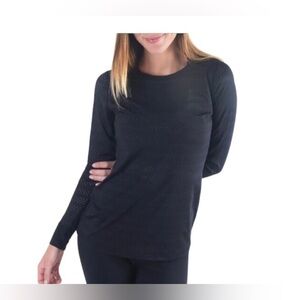 Zyia Black Chill Long Sleeve Tee Sz. XL Breathable Yoga Work Out Top Athletic